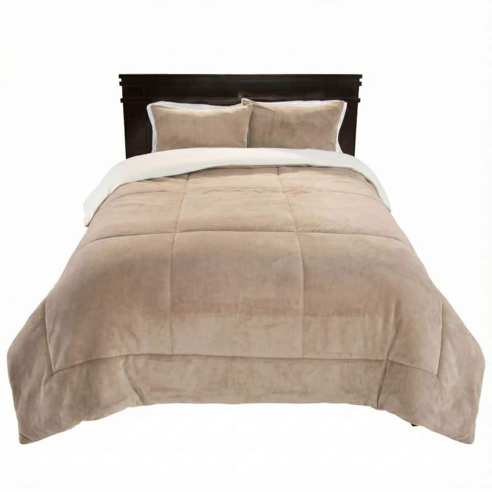 3-Piece Taupe Full/Queen Size Sherpa Fleece Comforter Set price history on PriceWatchPro