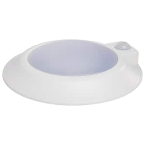 7.06 in. White Contemporary Flush Mount with White Acrylic Shade and Integrated LED