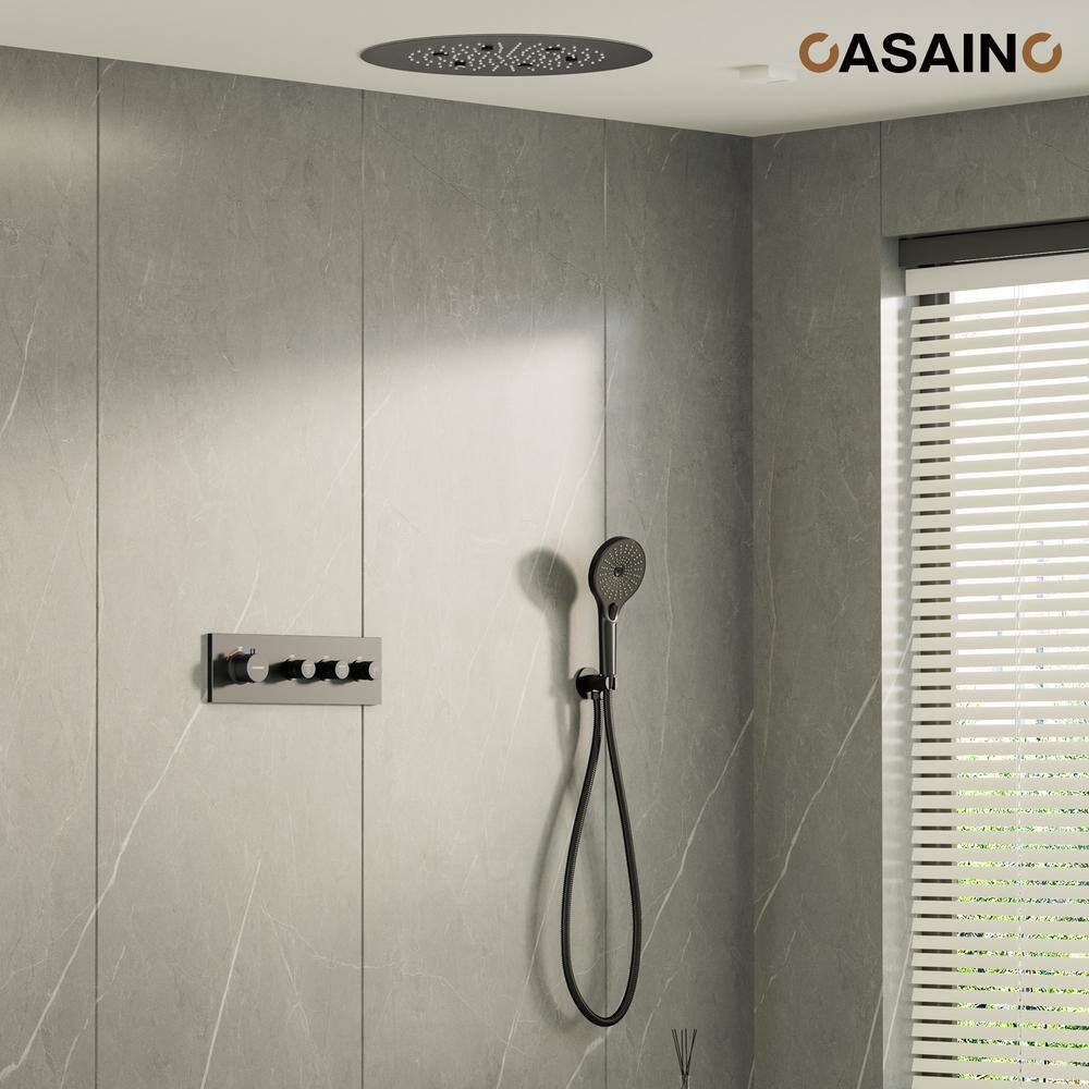 Matte Black Stainless Steel Rain and Pulse Shower System