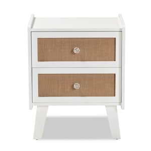 Balta 2-Drawer White and Oak Brown Nightstand (19.7 in. H x 15.7 in. W x 11.8 in. D)