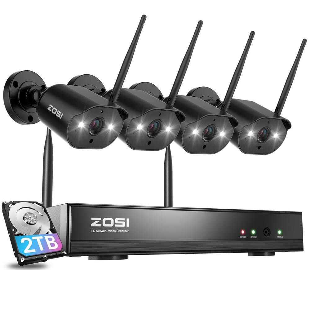 H.265+ 8-Channel 3MP 2K 2TB NVR Security Camera System with 4-Piece Outdoor WiFi IP Cameras, Color Night Vision -  ZOSI, ZSWNVK-A83042-B