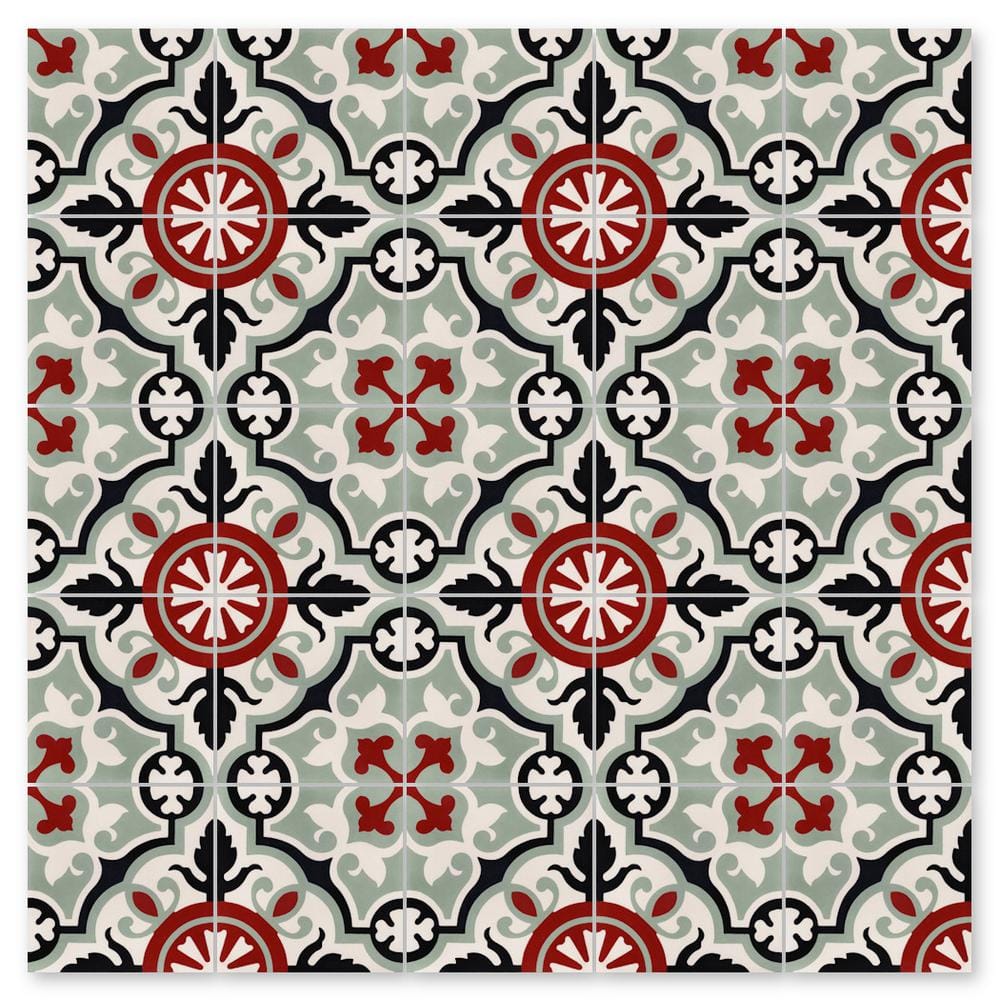 8" x 8" Bloom Patterned Cement Wall & Floor Tile