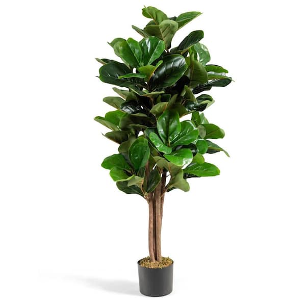 Cubilan 4 ft. Green Artificial Fiddle Leaf Fig Tree in Pot