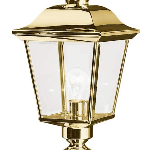 Bay Shore 1-Light Polished Brass Hardwired Waterproof Outdoor Post Light with No Bulbs Included (1-Pack)