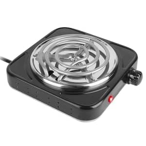 1000W Electric Single Burner Portable Coil Heating Hot Plate Stove Countertop with Non Slip Rubber Feetand5 Temperature