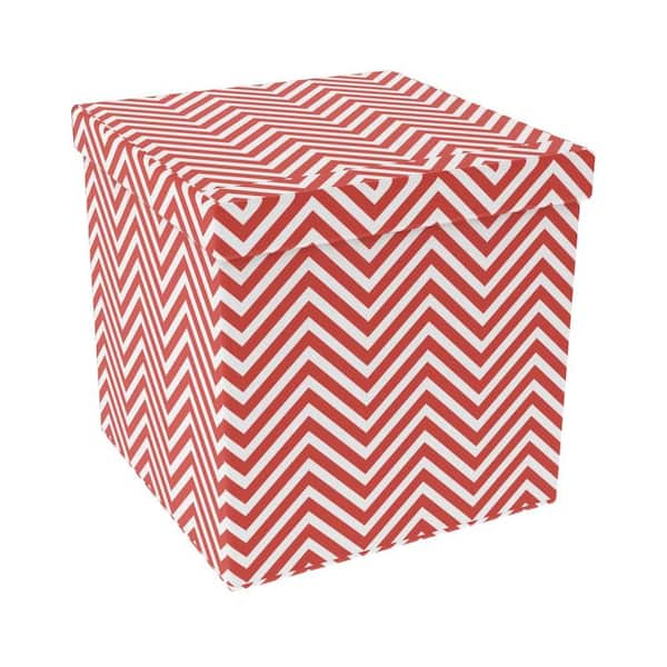 Atlantic 14.8 in. x 14.63 in. Chevron Tangerine Tango Poly-Canvas Ottoman (2-Pack)