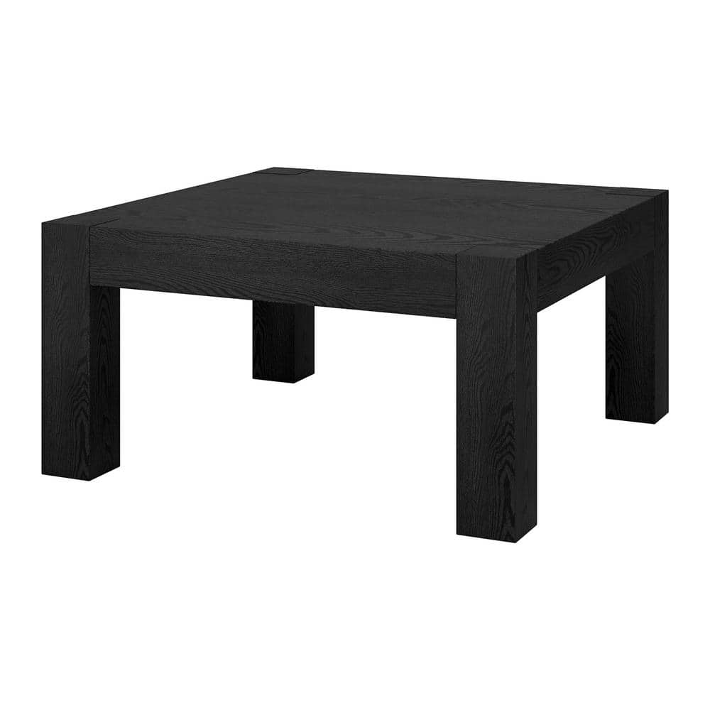 Langston Minimalist Black Grain Square Wood Coffee Table, 34"