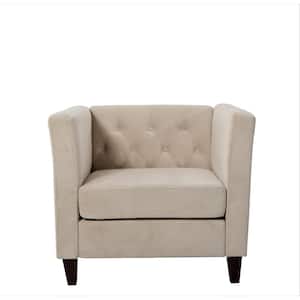 Leeanna 30.3'' Wide Ivory Velvet Armchair