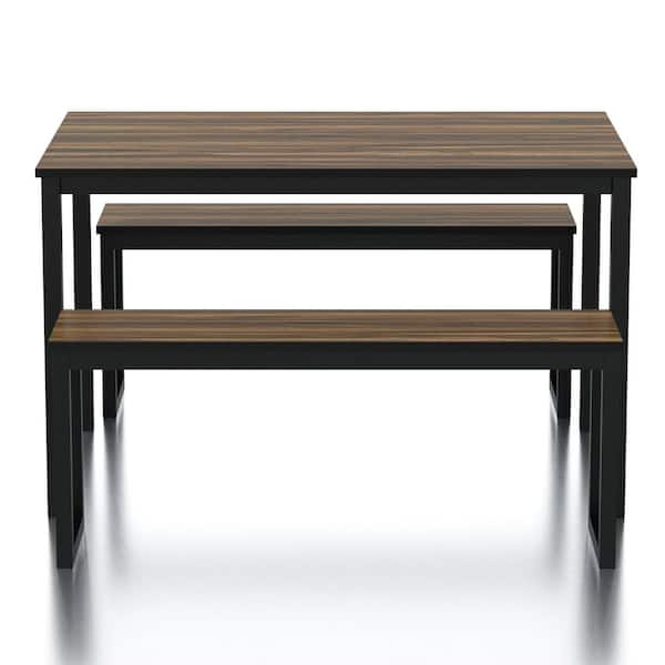 Belvil 3- Piece Brown and Black Dining Table Set