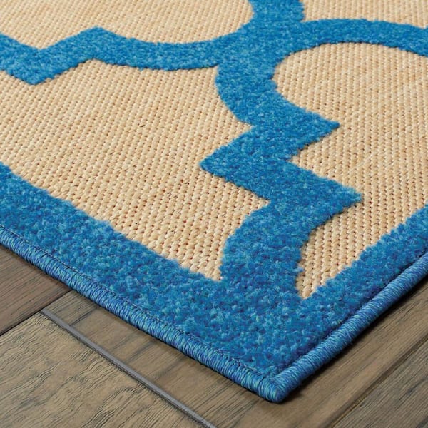 Blue, Beige 7 ft. x 10 ft. Loomed Polypropylene Rectangle Indoor/Outdoor Area Rug