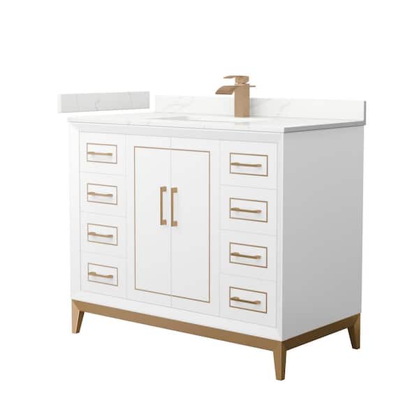 Wyndham Collection Marlena 42 in. W x 22 in. D x 35.25 in. H Single Bath Vanity in White with Giotto Quartz Top