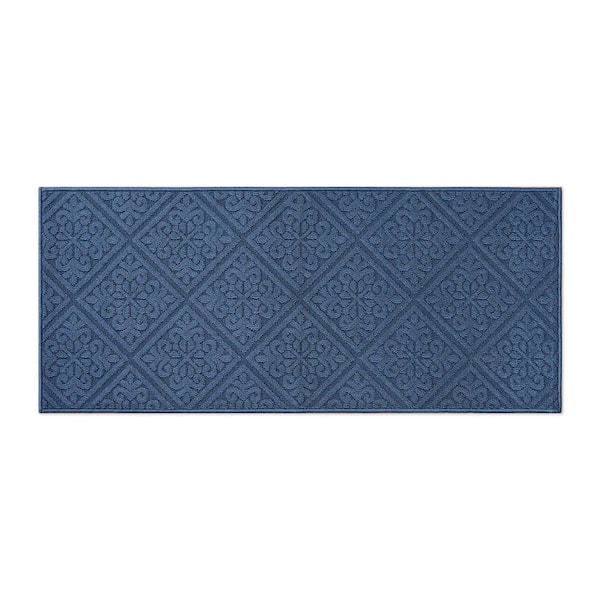 Austell Solid Dusty Navy 2 ft. x 5 ft. Geometric Runner Rug
