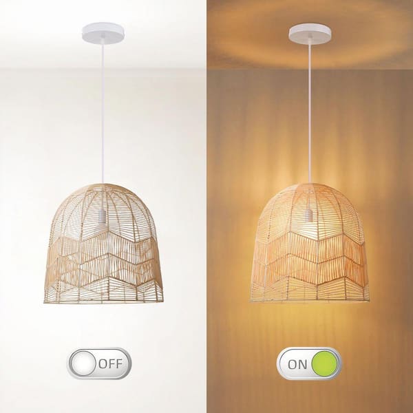 ARTURESTHOME 1-Light Handmade Rattan Pendant Light with Basket