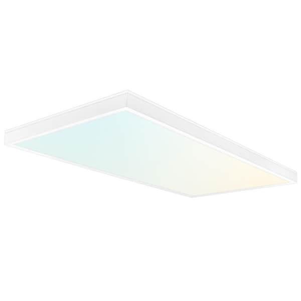 1 x 2 ft. LED Slim Surface Panel Recessed Light 5CCT 2700K-5000K Dimmable 2000/2650/3300LM 18/24/30W Damp Rated