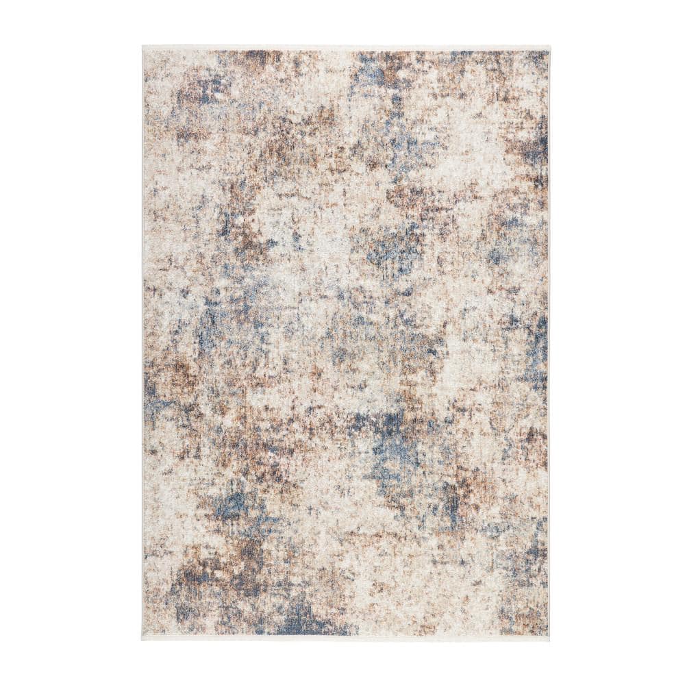 Rein Abstract Cloud Brown and Beige Synthetic 8' x 10' Area Rug