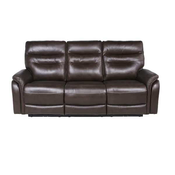 Steve Silver Fortuna 3-Seat Dark Brown Leather Power Recliner Sofa