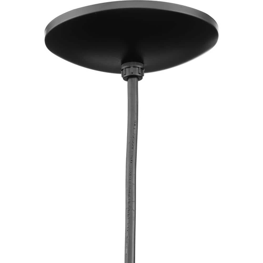 Matte Black Glass Indoor/Outdoor Pendant Light, 16" Wide
