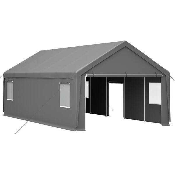 13 x 26 FT Heavy Duty Boat Car Canopy Garage with Removable Endwalls and Roll-up Windows