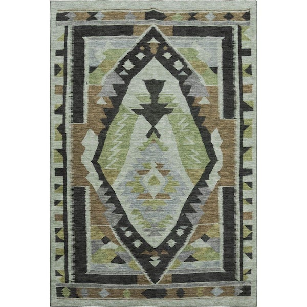 Mayfield Premium Machine Washable Abstract AMF1916 Brown 8 ft. x 10 ft. Area Rug