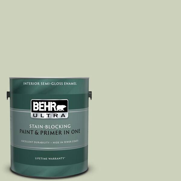 BEHR ULTRA 1 gal. #UL210-12 Chinese Jade Semi-Gloss Enamel Interior Paint and Primer in One