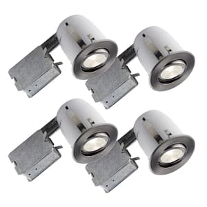 3.85 in. Slim Brushed Chrome Multidirectional Recessed Lighting Fixture (4-Pack)