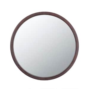 20 in. W x 20 in. H Round Wood Framed Wall Mount Modern Decorative Bathroom Vanity Mirror