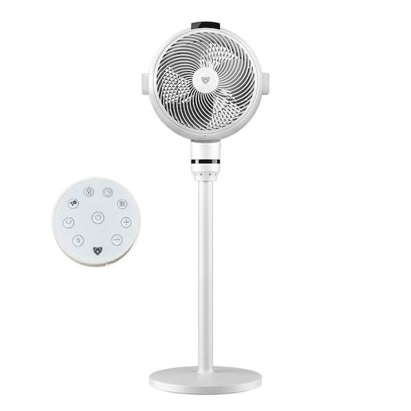 5 in. 12 Speeds 1700 CFM Oscillating Pedestal Fan in White, with Adjustable Height, 90°Tilt Head, Remote control, Timer
