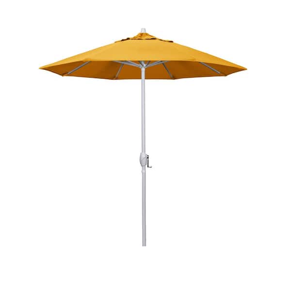 California Umbrella 7.5 ft. Matted White Aluminum Market Patio Umbrella Auto Tilt in Dandelion Pacifica Premium