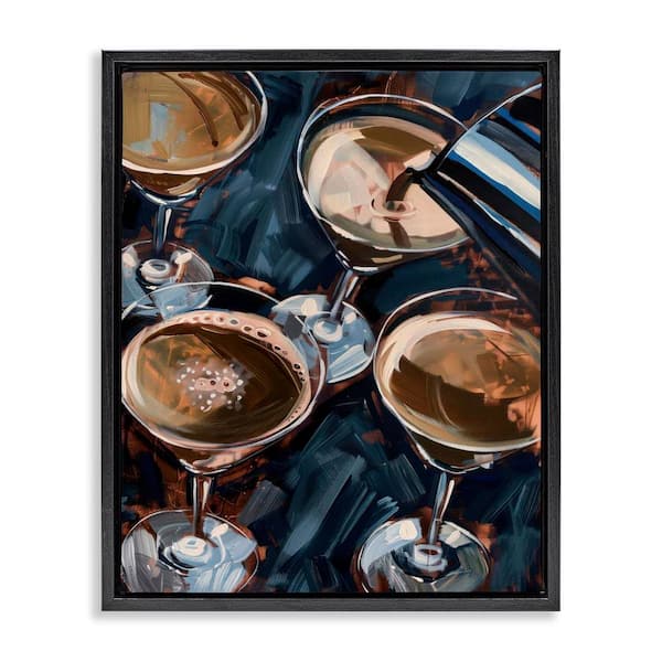 Pouring Espresso Martini by LSR Design Studio Black Floater Frame Food Graphic Art Print 21 in. x 17 in.