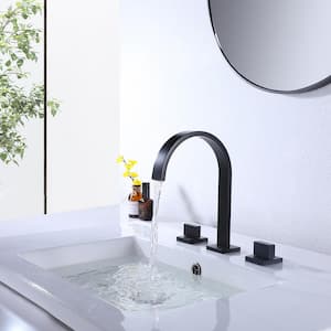8 in. Widespread 2-Handle High-Arc Bathroom Faucet in Matte Black