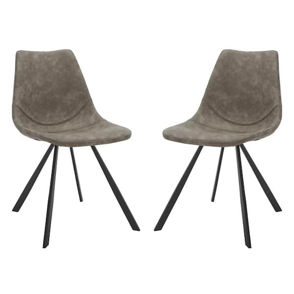 SAFAVIEH Kayne Gray/Black 18 in. Iron Dining Chair Set of 2