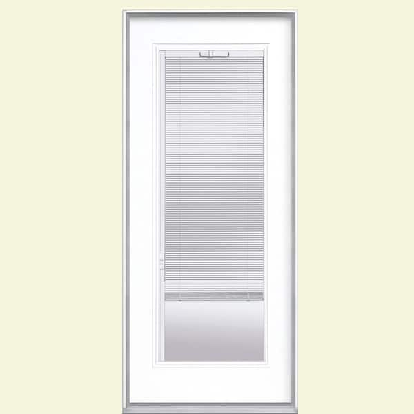 Masonite 32 in. x 80 in. Mini Blind Painted Steel Prehung Front Door with No Brickmold