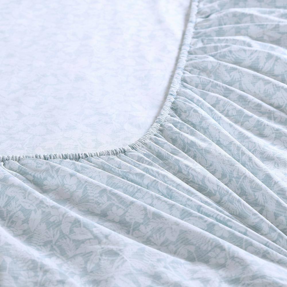 Koya Bay Blue Cotton Percale Queen Sheet Set with Pillowcases