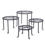 5.1 in. to 9.8 in. H Painted Outdoor Black Iron Plant Stand (4-Pieces)