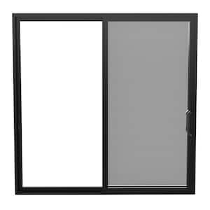 96 in. x 96 in. Matte Black Universal Handing Aluminum Sliding Patio Door with Aluminum Frame and Lockset