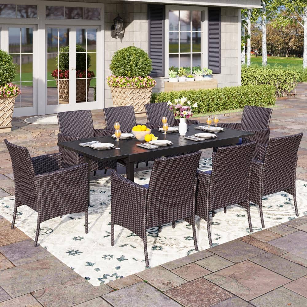  Mesa redonda de patio para muebles de exterior negra y  transparente de 31.5 pulgadas : Patio, Césped y Jardín