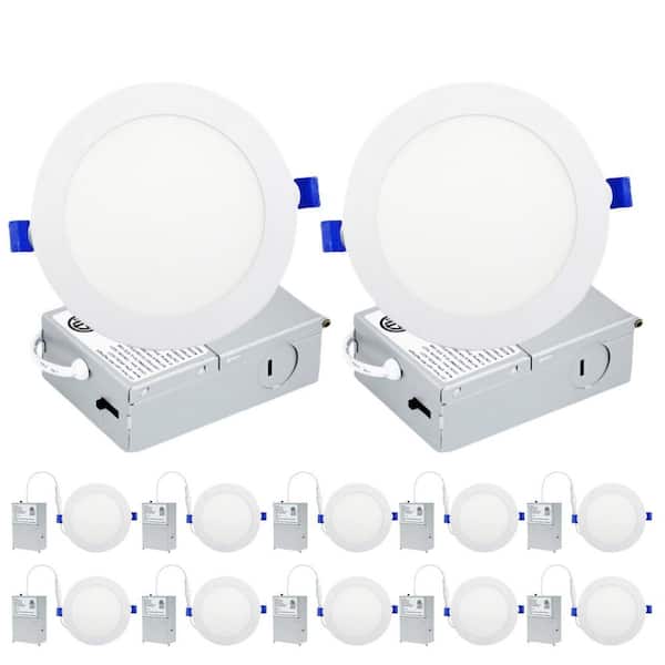 6 in. Ultra Thin Indoor Integrated LED Recessed Ceiling Light 1050 LM Adjustable CCT Canless Lights Dimmable (12-Piece)