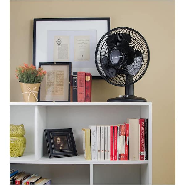 Comfort Zone 12 Black Oscillating Table Fan with Adjustable