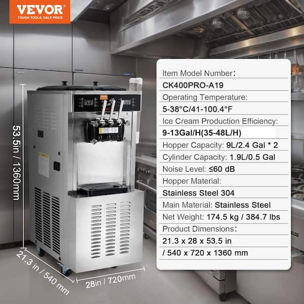 VEVOR Commercial Soft Serve Ice Cream Machine 3400W 19 qt