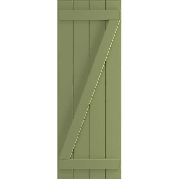 Ekena Millwork 21-1/2 in. x 70 in. True Fit PVC 4-Board Joined Board and Batten Shutters with Z-Bar Pair in Moss Green