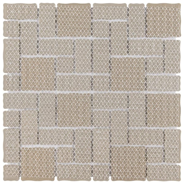 Academy White and Black 11-3/4 in. x 11-3/4 in. Porcelain Mosaic Tile (9.8  sq. ft./Case)