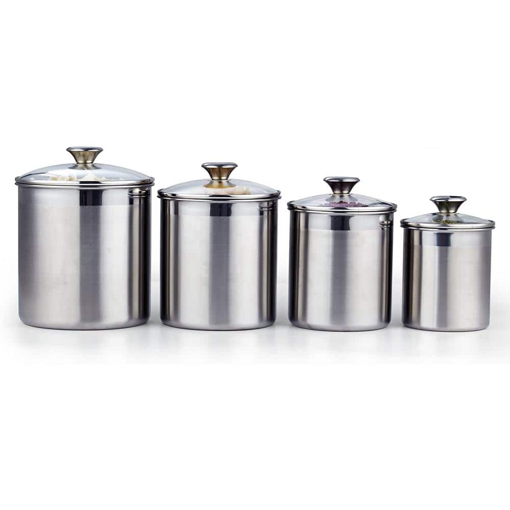Stainless Steel 4-Piece Airtight Canister Set with Glass Lids