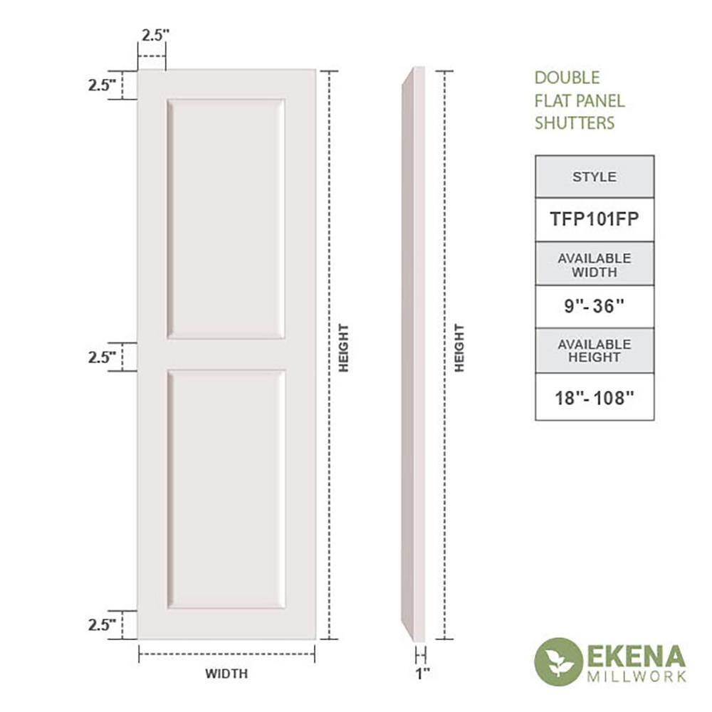 Unfinished White PVC Exterior Shutters, 12"W x 57"H Pair