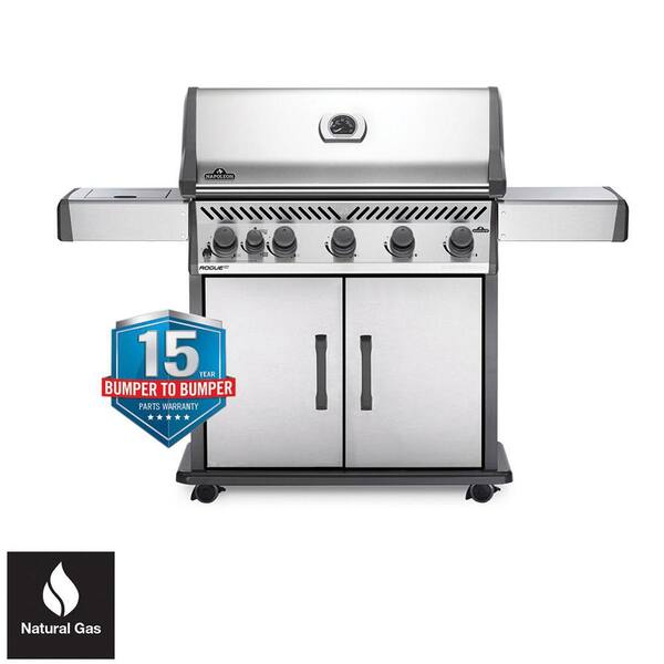 NAPOLEON Rogue 5-Burner Natural Gas Grill with Infrared Side Burner in Stainless Steel