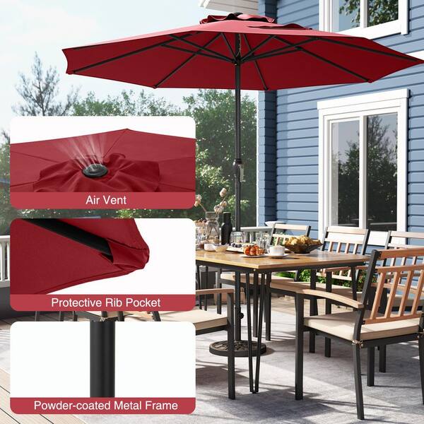 home and garden patio umbrella ribs come out of umbrella DIY 13ft 8-Rib Outdoor with Heavy Base tilt feature enables you to easily crank the umbrella to raise and tilt the canopy 10ft Rectangular Crank and Push