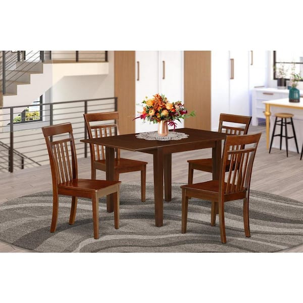 East West Furniture 5-Piece Mahogany Finish Solid Wood Top - Dining Room Set - Seats 4