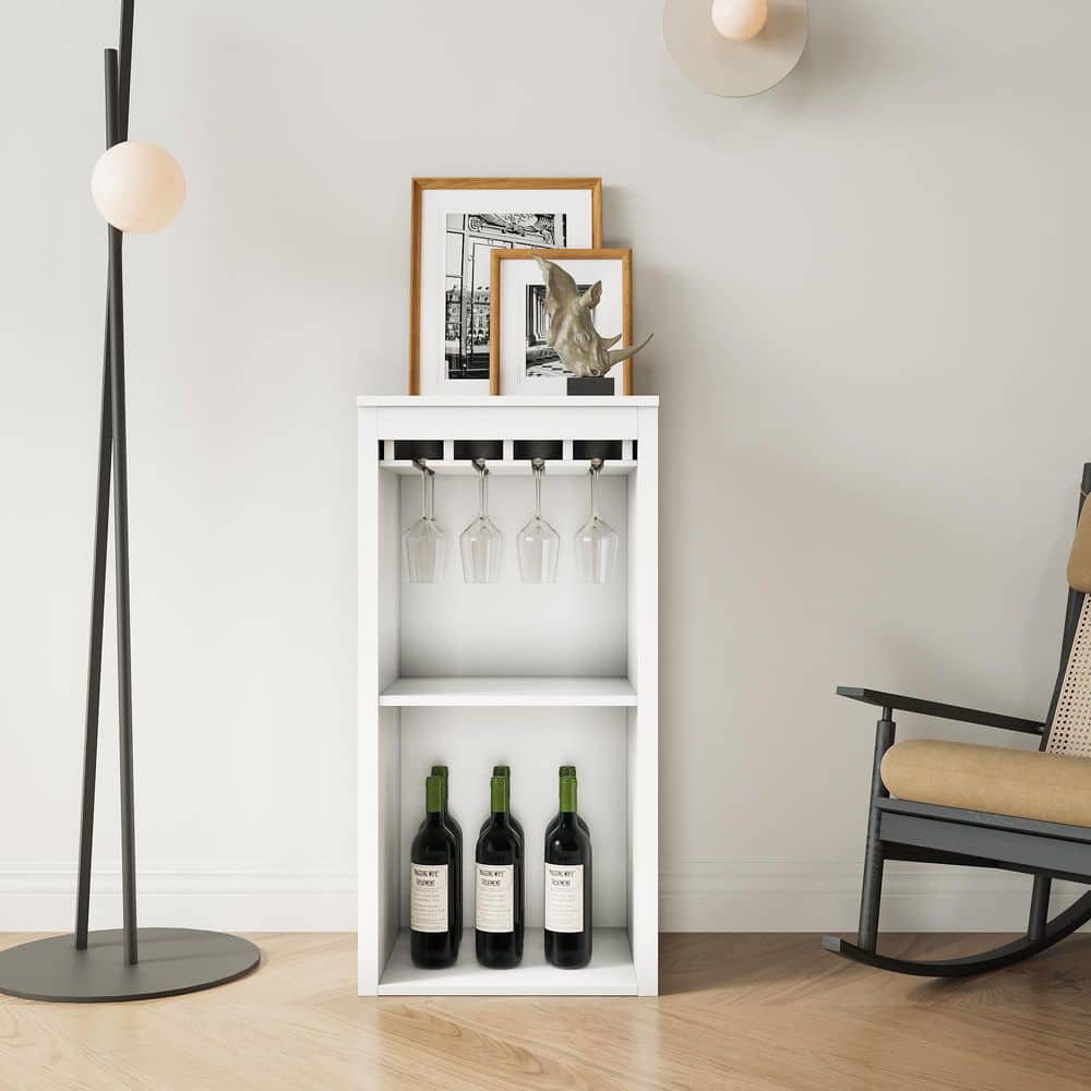 Kitchen Pantry Sideboard, Wine Bar Cabinet With Storage Shelves With Hutch For Dining Room in White