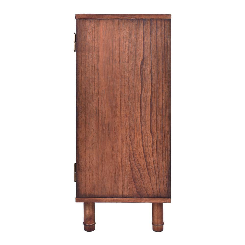 Delancey Brown 34" Wood and Rattan 2-Door Cabinet