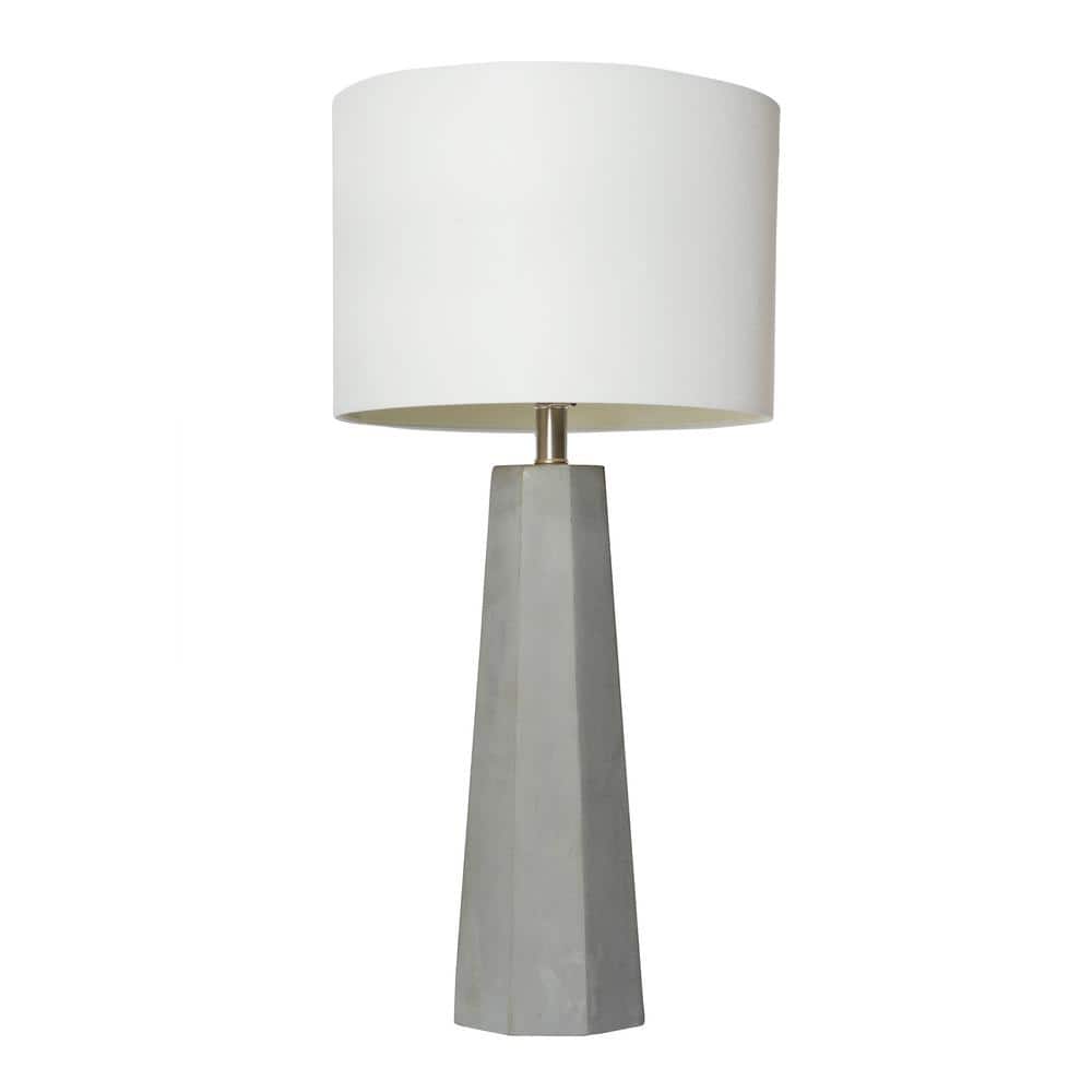 30.5" White Concrete Table Lamp with Drum Shade