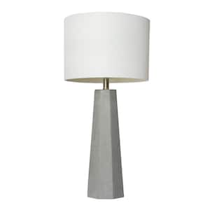 30.5 in. White Concrete Table Lamp with Fabric Shade
